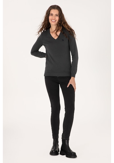 U.S. Polo Assn. Kadın Antrasit V Yaka Basic Kazak 50313590-VR006
