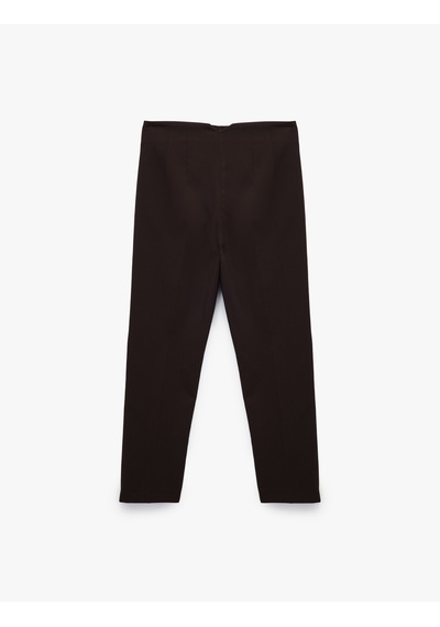 Koton Regular Fit Yüksek Bel Cigarette Kumaş Pantolon Kahverengi 6wak40107uw Kahve