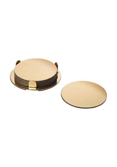 Gold Pleksi Bardak Altlığı 6 lı Set Pirinç Renk Bardak Altı Altın