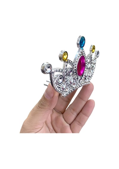 Gümüş Renk Taraklı Model Prenses Kraliçe Tacı 2 No 12x7 Cm Yetişkin