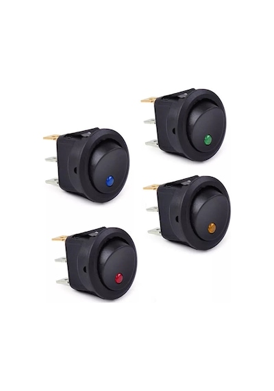 4 Adet 12v 20 Amper Nokta Işıklı 20mm Marin Anahtar
