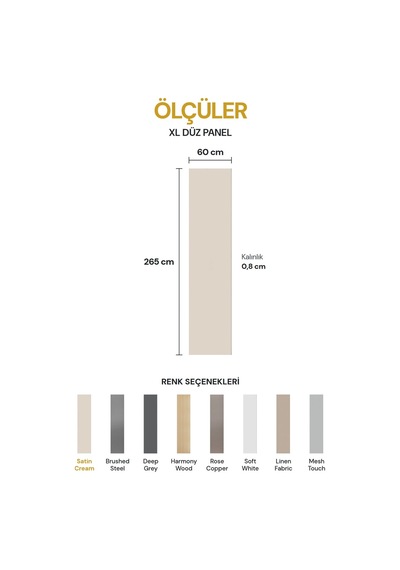 Vilo Mpc Xl Düz Duvar Paneli Satin Cream 265cm Yapıştırmalı Montaj - Neme Ve Darbeye Dayanıklı