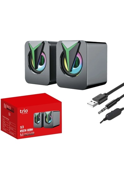 Trio Trs3 2.0 Multimedia Rgb Işıklı 3w 2 Siyah Usb Speaker Hoparlör