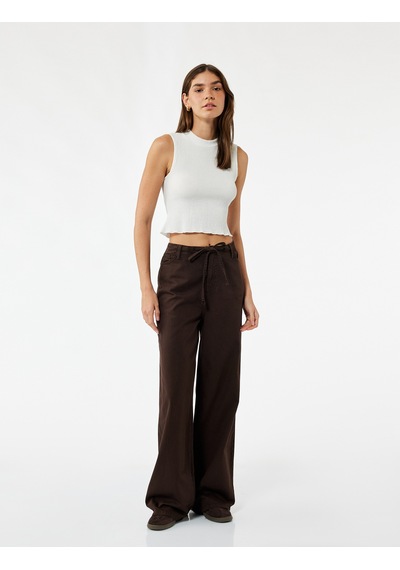 Koton Bisiklet Yaka Kolsuz Basic Crop Bluz Beyaz 5sal30341ık Beyaz