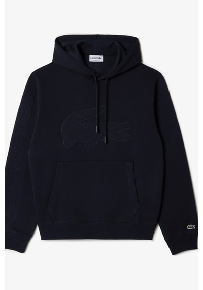 Lacoste Men's Relaxed Fit Kapüşonlu Baskılı Hoodie Sweatshirt Erkek Organik Pamuk Sweatshirt Siyah