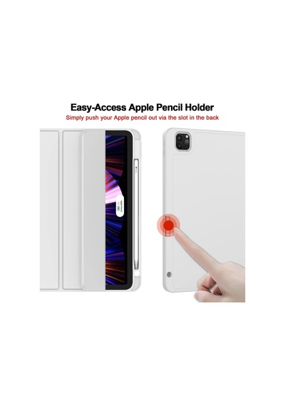 Apple Uyumlu iPad, Pro 12.9 5. Nesil 2021 Kılıf Kalem Bölmeli Smart Case