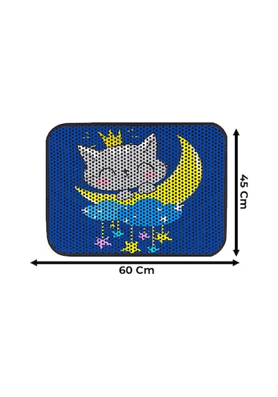 Renkli Desenli Elekli Kedi Tuvalet Önü Paspası 45 X 60 Cm Küçük Lacivert - 834019359