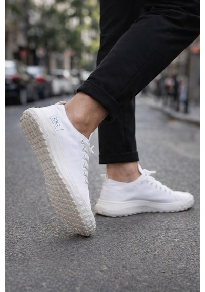 Erkek Günlük Sneaker Modern Tasarım, Konforlu Taban Beyaz