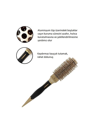 Lom1162 Nano Teknoloji Seramik + İyonik Termal Fön Saç Fırçası Antistatik, Kauçuk Kaydırmaz Sap, Profesyonel Kullanım 32 Mm