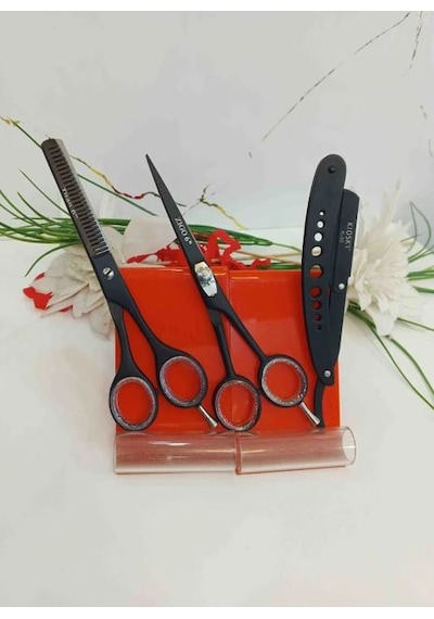 Smp Berber Makası 6 Inç Kuaförlerin Salon Profesyonel 3lü Set Jilet Ağız