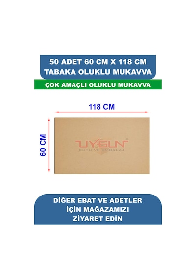 50 Adet 60cm X 118cm Baskısız Tabaka Oluklu Mukavva, Çocuk Etkinlik Kartonu, Maket Kartonu, Kargo Kartonu