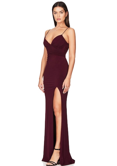 Hanife Glam Couture Hanife Glam Sandy Elbise Bordo