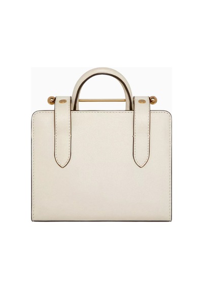 Strathberry Mini Tote Vanilla Krem Smooth Calf, Deri Lüks El Ve Omuz Çanta Omuz Çantası