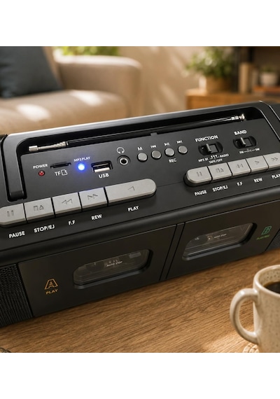 Bluetooth Destekli Am/fm/sw 3 Bant Radyo Usb Tf Mp3 Çalar Çift Kasetli Şarj Edilebilir Bataryalı Ac/dc Taşınabilir Ses Sistemi Px-888bt