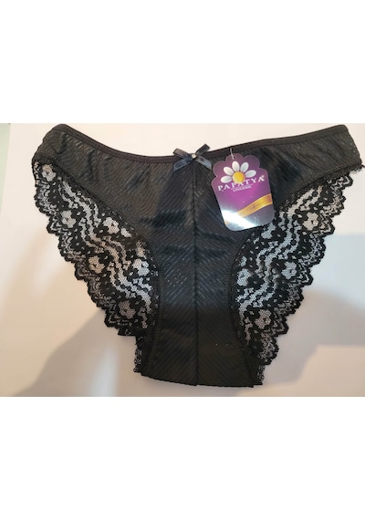 Papatya Dantel Detaylı Kadın Külot Slip V35 Siyah