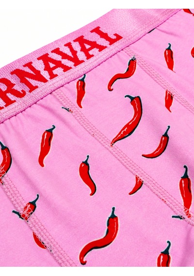 Carnaval Socks Acı Biber Desenli Erkek Boxer Pamuklu Likralı Parlak Lastikli Kutulu Pembe Çoklu