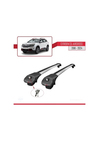Citroen C5 Aircross 2018 Ve Sonrası İle Uyumlu Ace-1 Ara Atkı Tavan Barı Gri