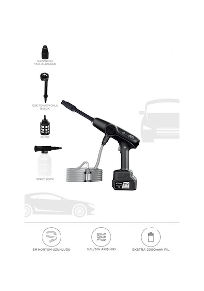 Vothoon VTN-01 Akülü Şarjlı Yüksek Basınçlı  Yıkama Makinesi