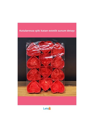 Şık Kırmızı Kalpli Tül Kese Hediyelik Ve Süsleme 16 Cm