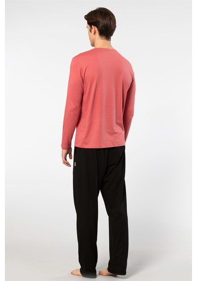 Cacharel Erkek Uzun Kollu Modal Pijama Takım 2237/mercan Mercan