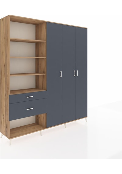 Hyperion Dolap 16 Raflı 2 Çekmeceli 3 Kapaklı 220x44x243 Çam-antrasit/antrasit Antrasıt/antrasıt Hyperion Dolap 16 Raflı 2 Çekmeceli 3 Kapaklı 220x44x243 Çam-antrasit/antrasit Antrasıt/antrasıt
