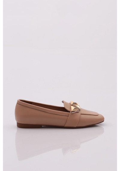Dgn 5001-23y Kadin Silver Taş Metal Tokali Loafer 5001-1423-R12632 Ten Rengi