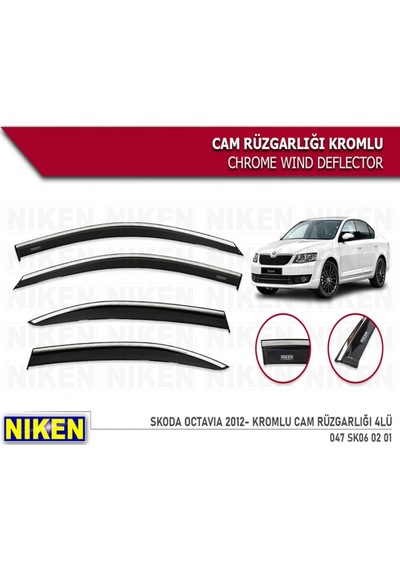 Cam Rüzgarlığı Niken Kromlu Skoda Octavia 2012 Sonrası 4lü