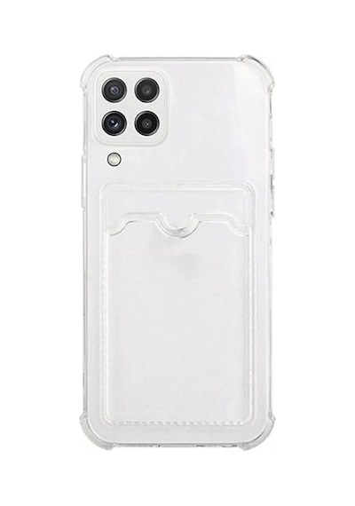 Samsung Samsung Uyumlu Galaxy M12 Kapak Kamera Korumalı Kartlıklı Darbe Emici Özellikli Şeffaf Silikon Kılıf
