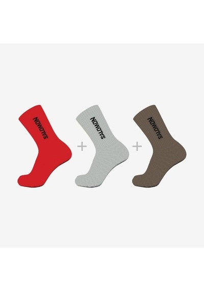 Salomon Everyday Crew 3-pack Çorap-27410 Kırmızı-gri-kahve