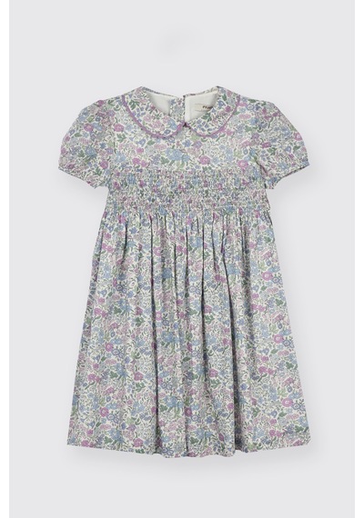 Panço Liberty Kumaş Kız Çocuk Çiçek Desenli Elbise Mor