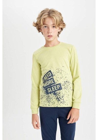 Defacto Erkek Çocuk Pijama Takımı Baskılı Uzun Kollu Üst Beli Lastikli Uzun Alt D2896a824au Yeşil Defacto Erkek Çocuk Pijama Takımı Baskılı Uzun Kollu Üst Beli Lastikli Uzun Alt D2896a824au Yeşil