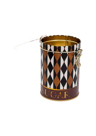 Circus Sugar Desenli Kilitli Kapaklı Yuvarlak Metal Kutu, 10.5 X 15 Cm, 1.1 Lt
