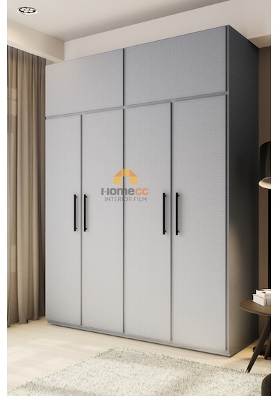 Gri Kumaş Desenli Yapışkanlı Kaplama Pvc Folyo 120 Cm Mobilya, Duvar, Dekoratif Kullanım - Kf642 120 X 100 Cm