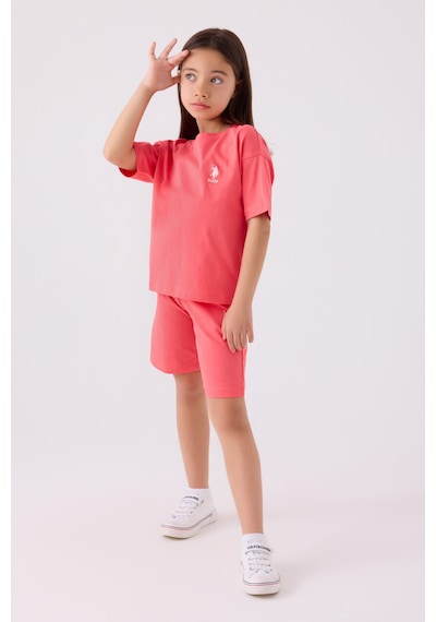 U.S. Polo Assn. U.s. Polo Assn Kız Çocuk Pembe Bermuda Takım Us1848-c-v23 Pembe