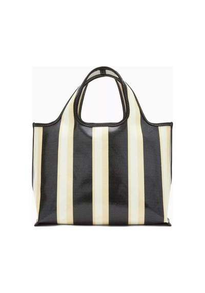 3.1 Phillip Lim Mini Çift Çizgili Pazar Çantası, Şık & Kompakt, Kaplamalı Kanvas El Çantası Yeşil