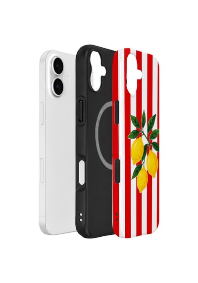 Apple iPhone Uyumlu 17 Vorian Çift Katmanlı Magsafe Kılıf Lemon Parade Red