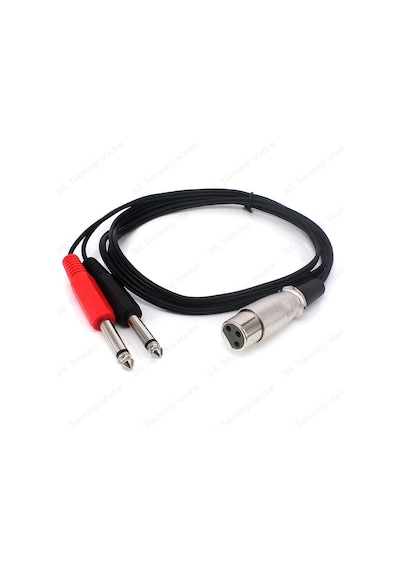 3-Pin Xlr Dişi To 2 X 1-4 "6.35Mm Mono Erkek Trs Y Kablo - 1.5 M