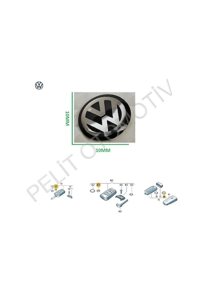 Volkswagen Anahtar Logosu 1 Adet 10mm 3c0837891 Siyah