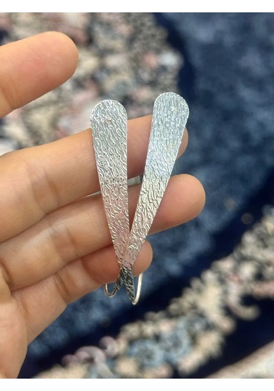 925 Ayar Sade Şık Gümüş Küpe 372 Beyaz