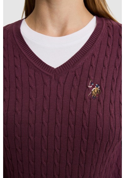 U.S. Polo Assn. Kadın Bordo Basic Kazak 50327575-vr180 Dark Plum