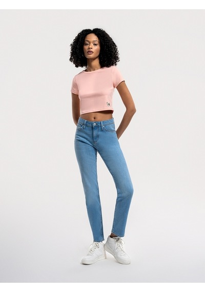 Crop Kadın Tshirt K.kol Pembe
