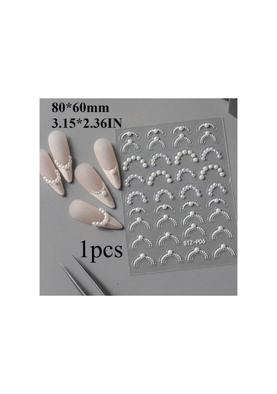 Nailist Fransız İnci Yapışkanlı Tırnak Sticker Nailart Tırnak Dövmesi No.6