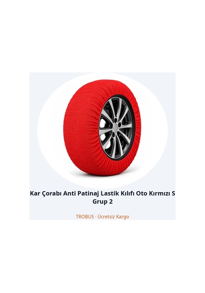 Trobus Kar Çorabı Anti Patinaj Lastik Kılıfı Oto Kırmızı S Grup 2