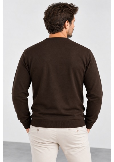 Bihan Store Erkek V Yaka Önü Düğmeli Hırka 7806-kahve