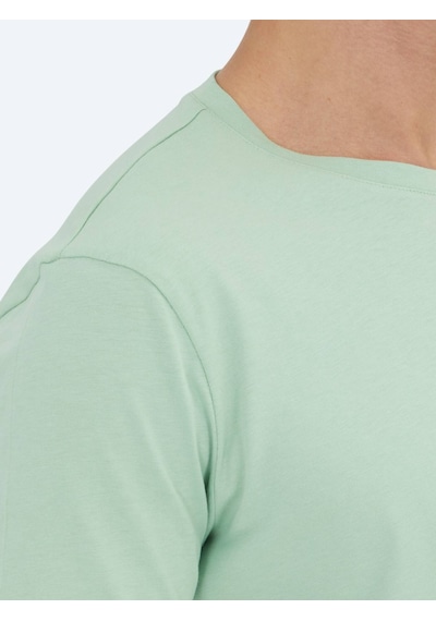 Kip Mint Düz Bisiklet Yaka %100 Pamuk T-shirt Mint