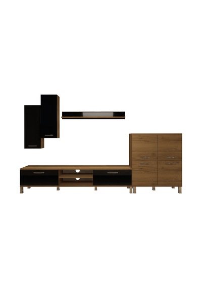 Decoraktiv Eko 6 Mdf Dvd Krom Ayaklı Tv Ünitesi Tv Sehpası Pera - Siyah