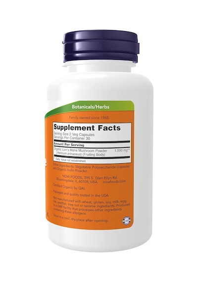 Now Foods, Lion's Mane Aslan Yelesi ı 500 Mg, 60 Veggie