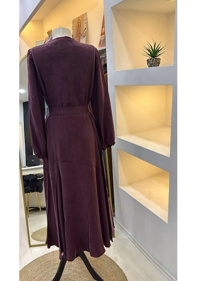 Misswhence 39842 Cupro Elbise Bordo