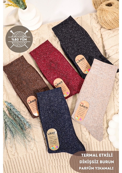 Kral Socks Kışlık Yün Çorap Lambswool Kuzu Yünlü Kadınlar Için Dikişsiz Termal ASORTİ