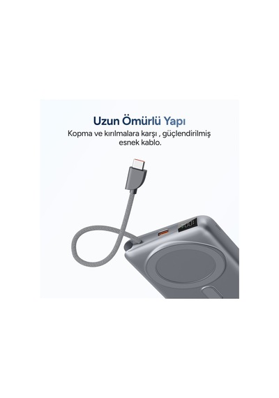 Juo 10000 Mah Magsafe Saat Uyumlu Powerbank Standlı Pd 22.5w Taşınabilir Kablosuz Hızlı Şarj Cihazı siyah